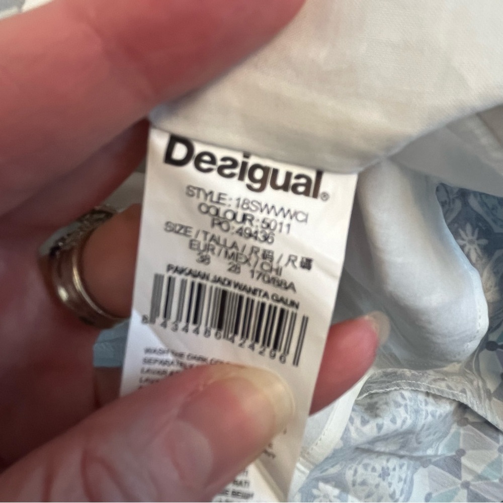 Desigual Floral Blue and White Mini Dress Size 38 or Small - Picture 11 of 13
